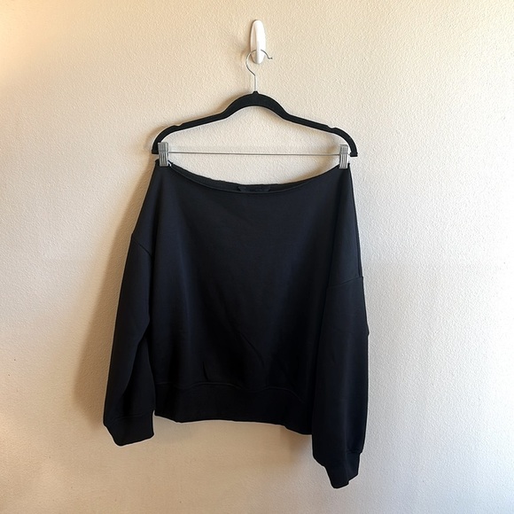 Rae Mode Off The Shoulder Top Size Large Black  Long Sleeve Pullover Stretch - Picture 3 of 8
